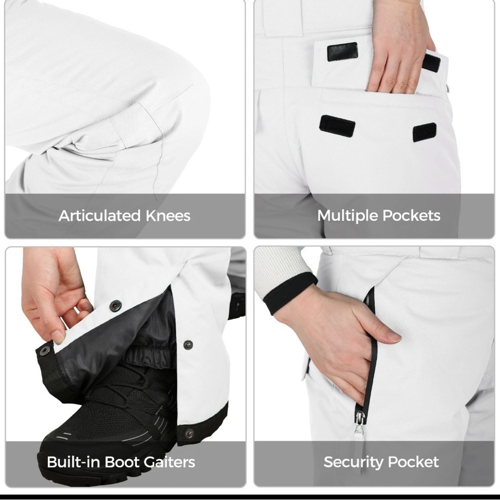 Womens White waterproof Ski Pants. Like new. Worn once.Brand-Wantdo.Size Large. - Picture 3 of 13